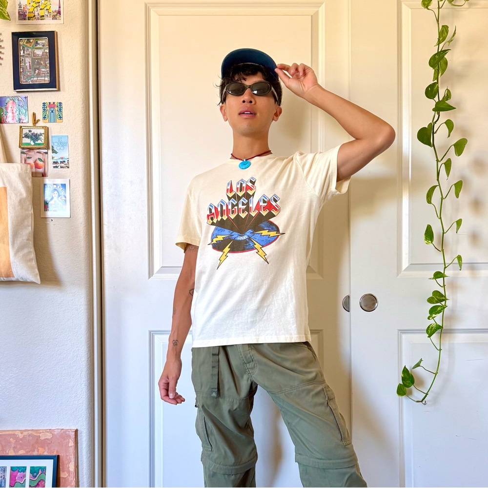 Pale Yellow Lucky Brand Los Angeles Graphic Tee
